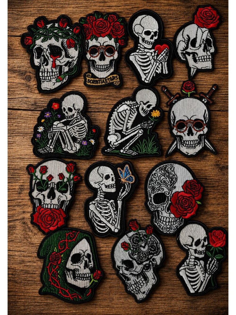 10pcs Assorted Skull Glow in the Dark Halloween Embroidered Patches